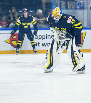 Goaltender Magnus Hellberg of Sweden