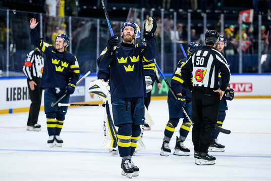 Mattias Ekholm of Sweden recognizes the spectators