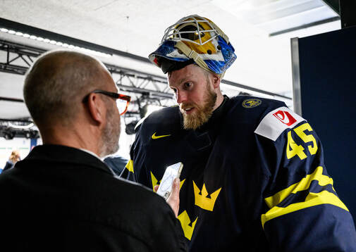 Goaltender Magnus Hellberg of Sweden