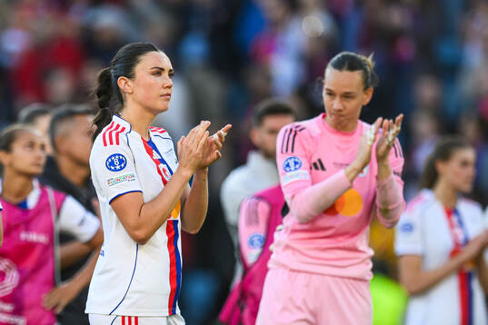 Ingrid Engen of Lyon looks dejected