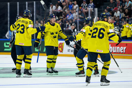 Lucas Raymond of Sweden celebrates