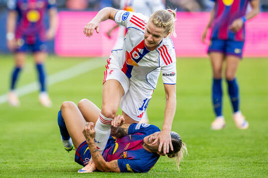 Ada Hegerberg of Lyon and Mapi Leon of Barcelona