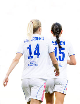 Ada Hegerberg and Ingrid Engen of Lyon
