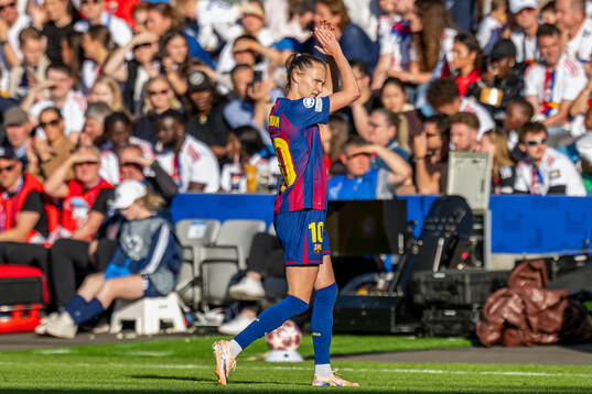 Caroline Graham Hansen of Barcelona is being substituted