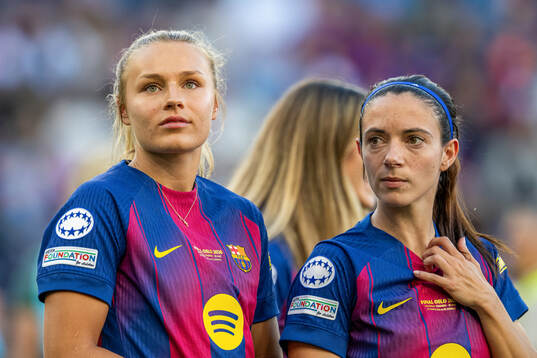 Martine Fenger and Aitana Bonmati of Barcelona