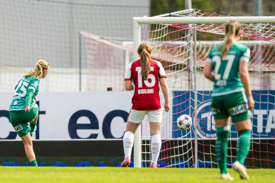 Julie Haugaard Andersen of Klepp scores the 1-2 goal