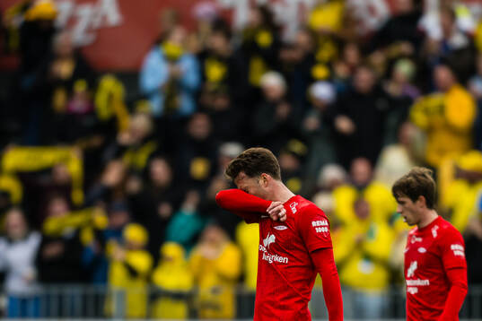 Felix Horn Myhre of Brann looks dejected