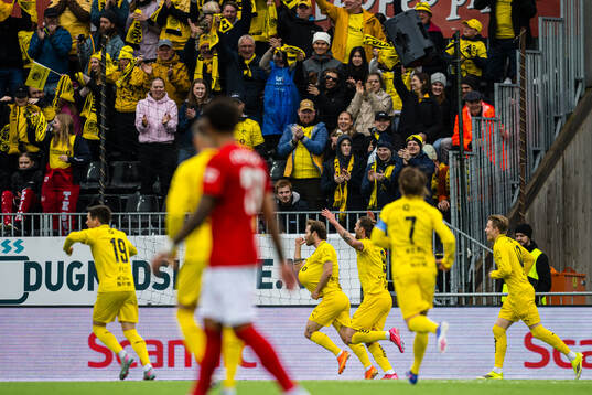 Ole Didrik Blomberg of Bodø/Glimt celebrates