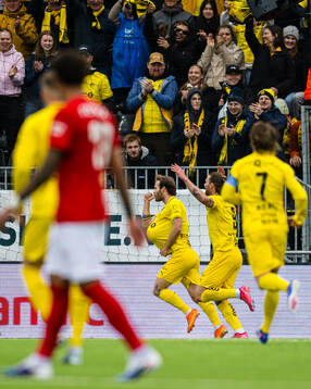 Ole Didrik Blomberg of Bodø/Glimt celebrates