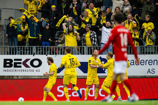 Ole Didrik Blomberg of Bodø/Glimt celebrates