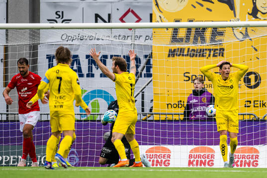 Sondre Brunstad Fet of Bodø/Glimt reacts