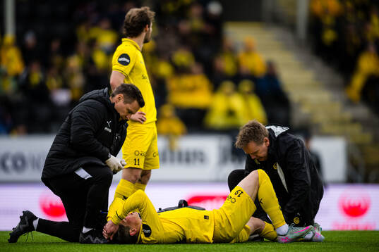 Sondre Brunstad Fet of Bodø/Glimt with an injury