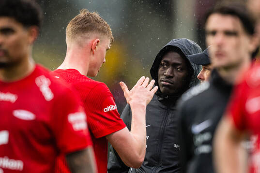 Rasmus Holten, Cheikh Mbacke Diop and Head coach Freyr