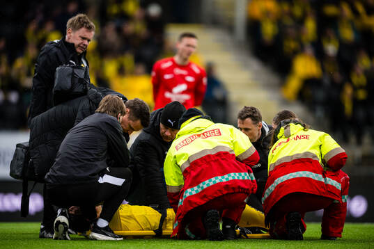 Sondre Brunstad Fet of Bodø/Glimt with an injury