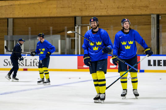 Oliver Ekman-Larsson and Oscar Sundqvist of Sweden at a