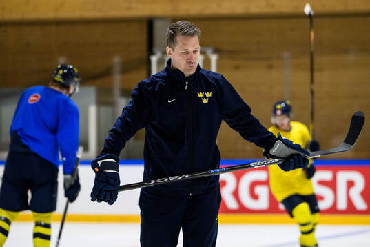 Head coach Sam Hallam of Sweden at a practice session