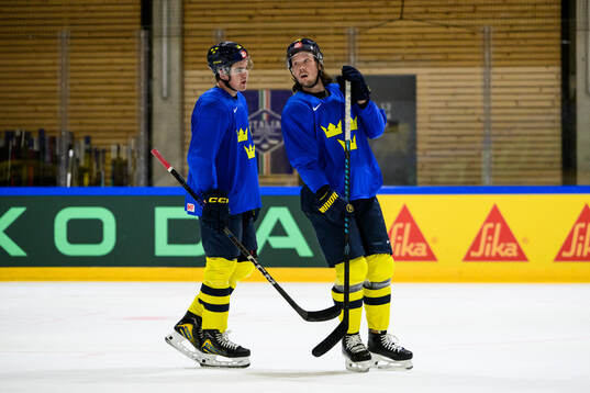 Anton Frondell and Oscar Sundqvist of Sweden at a practice