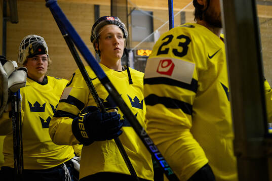 goaltender Love Härenstam and Simon Holmström of Sweden