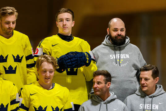 Viggo Björck and media manager Gustaf Douhan of Sweden at