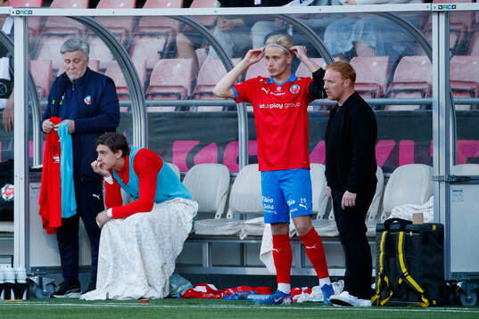 Helsingborgs Leo Hedenberg och manager Stevie Grieve