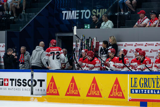 Phillip Schultz of Denmark leaves the ice
