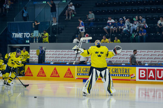 Goaltender Magnus Hellberg of Sweden