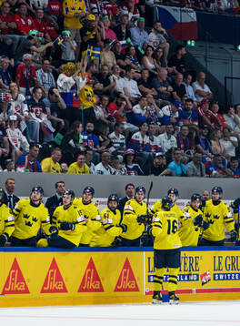 Anton Frondell of Sweden celebrate with the bench