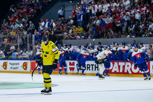 Oliver Ekman-Larsson of Sweden looks dejected
