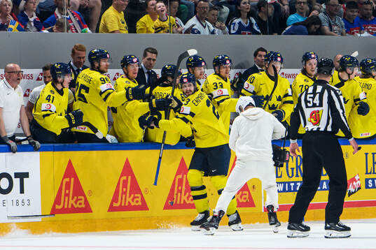 Oliver Ekman-Larsson of Sweden celebrates