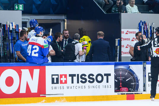 Oscar Sundqvist of Sweden is seen leaving the ice