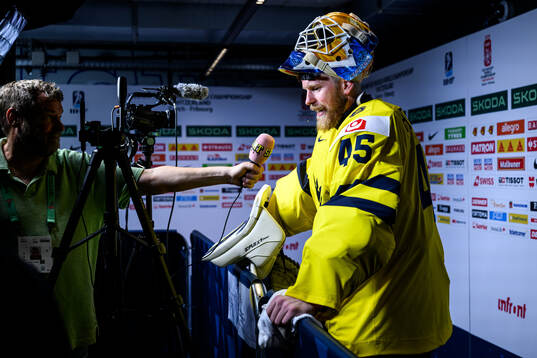 Goaltender Magnus Hellberg of Sweden