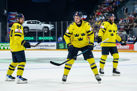 Joel Persson, Oscar Sundqvist and Mattias Ekholm of Sweden