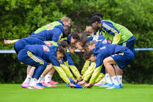 Players of the Swedish national football team at a training