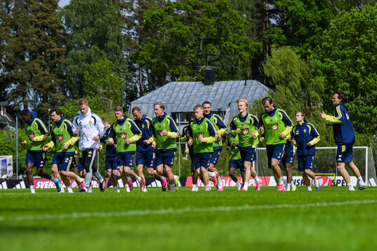 Players of the Swedish national football team at a training