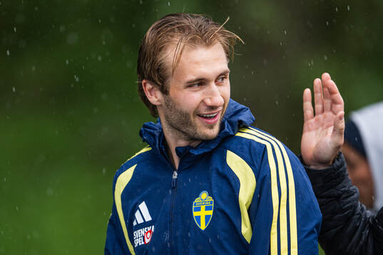 Benjamin Nygren of the Swedish national football team at a