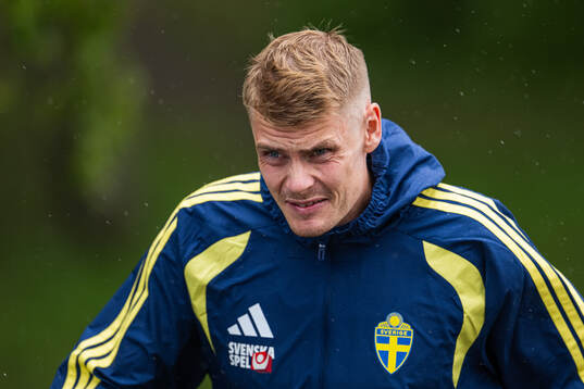Eric Smith of the Swedish national football team at a