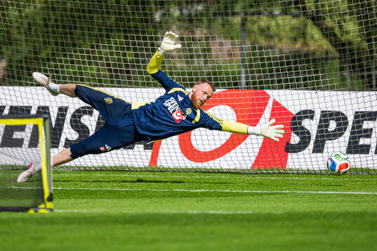 Goalkeeper Viktor Johansson of the Swedish national