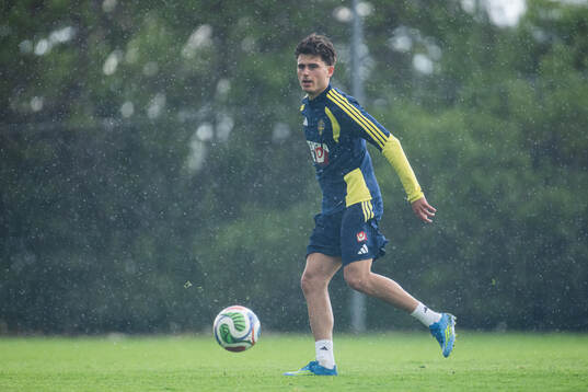 Besfort Zeneli of the Swedish national football team at a