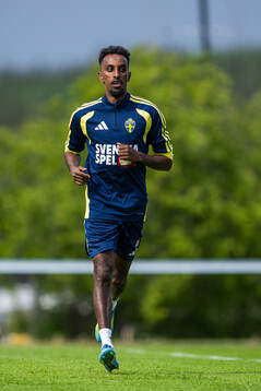 Taha Abdi Ali of the Swedish national football team at a