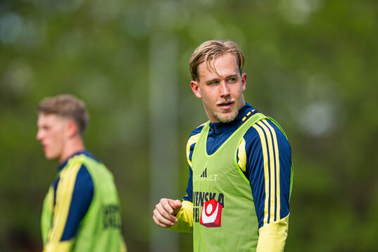 Herman Johansson of the Swedish national football team at a