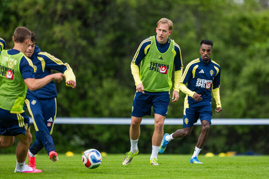 Herman Johansson of the Swedish national football team at a
