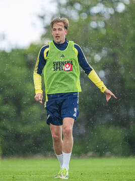 Herman Johansson of the Swedish national football team at a