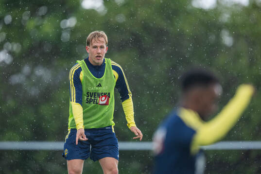 Herman Johansson of the Swedish national football team at a