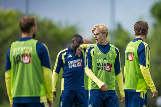 Lucas Bergvall of the Swedish national football team at a