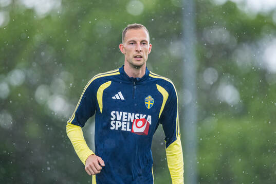 Gustaf Nilsson of the Swedish national football team at a