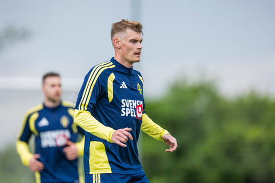 Eric Smith of the Swedish national football team at a
