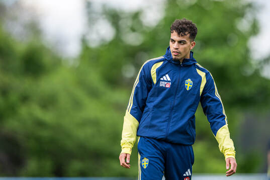 Yasin Ayari of the Swedish national football team at a
