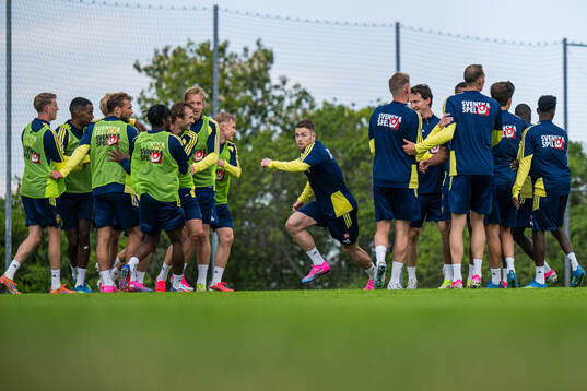 Players of the Swedish national football team at a training