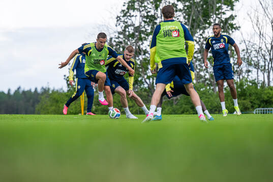 Players of the Swedish national football team at a training