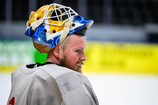 goaltender Magnus Hellberg of Sweden at a practice session